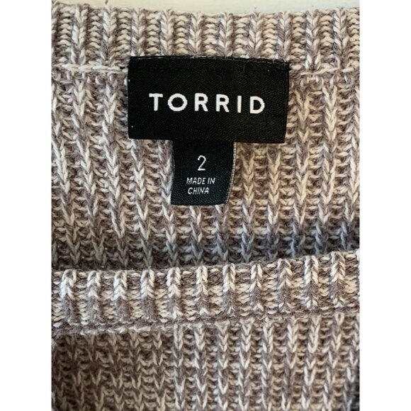TORRID Gray + White Marl Round Cut Out Keyhole Neck Tunic Knit Sweater Size 2X - Picture 5 of 7